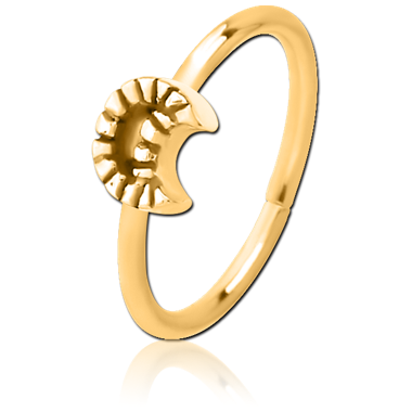 GOLD PVD COATED SURGICAL STEEL SEAMLESS RING - CRESCENT