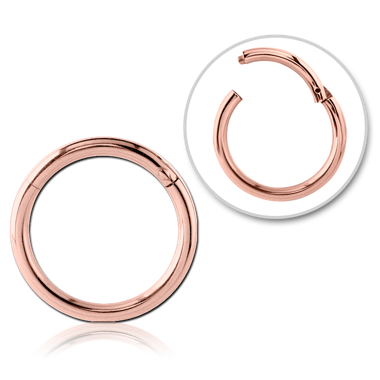 ROSE GOLD PVD COATED SURGICAL STEEL HINGED SEGMENT RING
