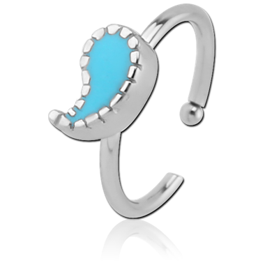 SURGICAL STEEL OPEN NOSE RING WITH ENAMEL - APOSTROPHE