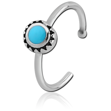 SURGICAL STEEL OPEN NOSE RING WITH ENAMEL - CIRCLE