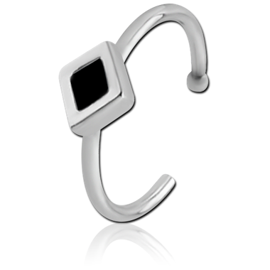 SURGICAL STEEL OPEN NOSE RING WITH ENAMEL - RHOMBUS