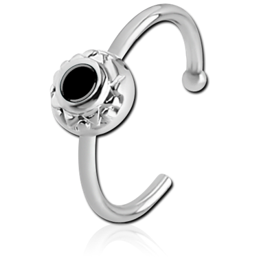 SURGICAL STEEL OPEN NOSE RING WITH ENAMEL - CIRCLE