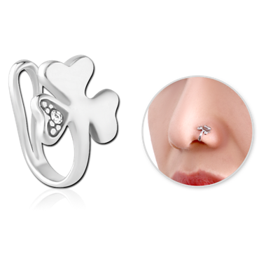 SURGICAL STEEL JEWELED NOSE CLIP - SHAMROCK