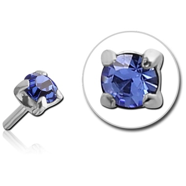 STERLING SILVER 925 JEWELED PRONG SET SQUARE PUSH FIT ATTACHMENT FOR BIOFLEX NOSE STUDS
