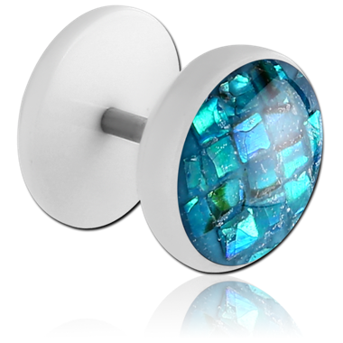 UV ACRYLIC SYNTHETIC MOTHER OF PEARL MOSAIC FAKE PLUG HALF BALL