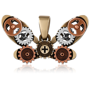 BRASS WHITE METAL AND COPPER PARTS PENDANT - STEAMPUNK