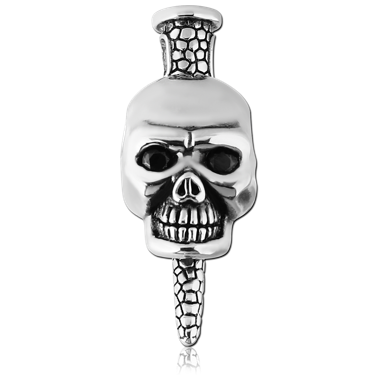 316L SURGICAL STEEL KOOL KATANA JEWELED PENDANT - PIN THROUGH SKULL