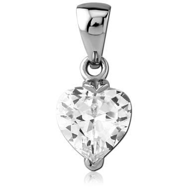 SURGICAL STEEL JEWELED PENDANT - HEART