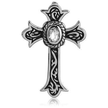 SURGICAL STEEL JEWELED PENDANT - CROSS