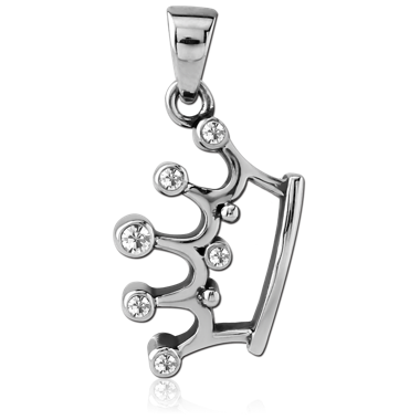 316L SURGICAL STEEL JEWELED PENDANT - CROWN