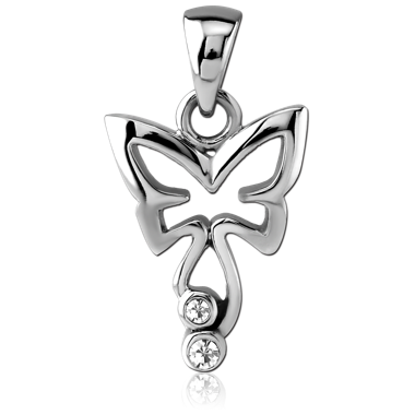 316L SURGICAL STEEL JEWELED PENDANT - BUTTERFLY