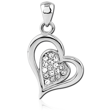 SURGICAL STEEL JEWELED PENDANT - HEART