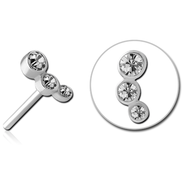 SURGICAL STEEL JEWELED THREADLESS ATTACHMENT - TRIPLE JEWEL