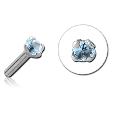 18K WHITE GOLD PRONG SET JEWELED PUSH FIT ATTACHMENT FOR BIOFLEX INTERNAL LABRET