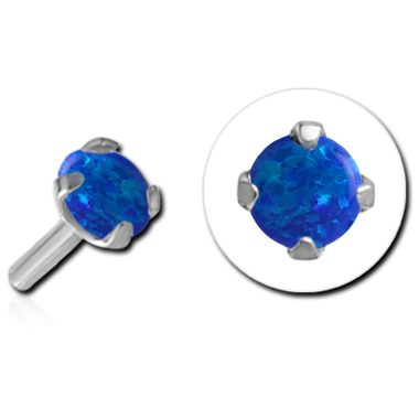 STERILE SURGICAL STEEL SYNTHETIC OPAL JEWELED PUSH FIT ATTACHMENT FOR BIOFLEX INTERNAL LABRET - ROUND