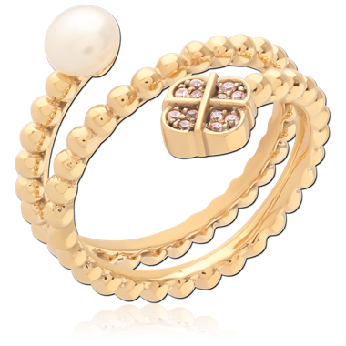 316L GOLD PVD 18K COATED SURGICAL STEEL JEWELED RING