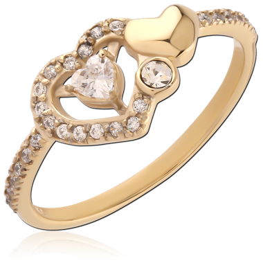 GOLD PVD 18K COATED SURGICAL STEEL TWO TONE JEWELED RING