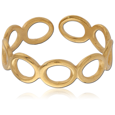 316L GOLD PVD 18K COATED SURGICAL STEEL RING OPEN OVAL LINKS
