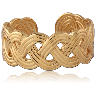 316L GOLD PVD 18K COATED SURGICAL STEEL RING BRAIDED WEAVE BAND
