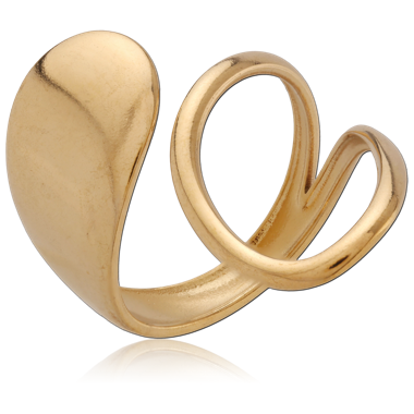 316L GOLD PVD 18K COATED SURGICAL STEEL RING ABSTRACT SWIRL OPEN BAND