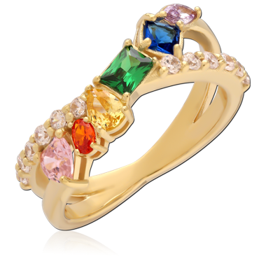 STERLING SILVER 925 GOLD PLATED 18K JEWELED RING