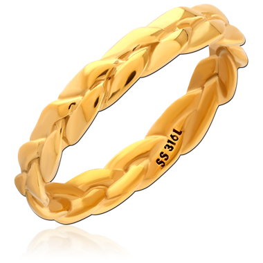 GOLD PVD COATED ALUMINUM RING - TWITST ROPE