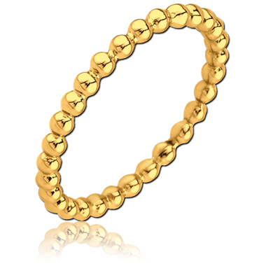 316L GOLD PVD COATED SURGICAL STEEL RING - BALLS