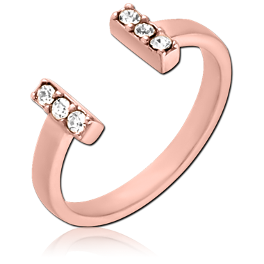316L ROSE GOLD PVD COATEDSURGICAL STEEL JEWELED OPEN RING