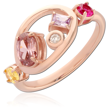 STERLING SILVER 925 ROSE GOLD PLATED JEWELED RING