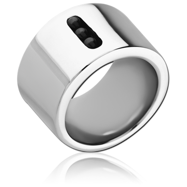 316L SURGICAL STEEL RING - BLACK PVD BALLS SPINNING