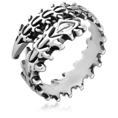 316L SURGICAL STEEL RING OPENWORK THORN OPEN WRAP BAND POLISHED FINISH