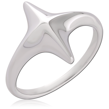 316L SURGICAL STEEL RING ABSTRACT POINT DESIGN POLISHED FINISH BAND