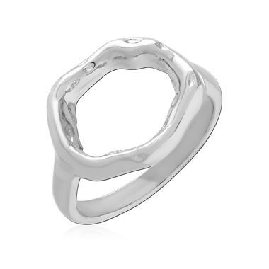 316L SURGICAL STEEL RING POLISHED ORGANIC OPEN CIRCLE OUTLINE TOP