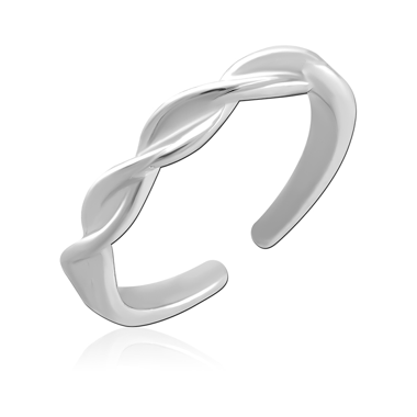 316L SURGICAL STEEL RING ADJUSTABLE POLISHED TWISTED BRAID BAND