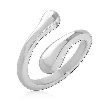 316L SURGICAL STEEL RING POLISHED OPEN BYPASS WRAP TEARDROP END