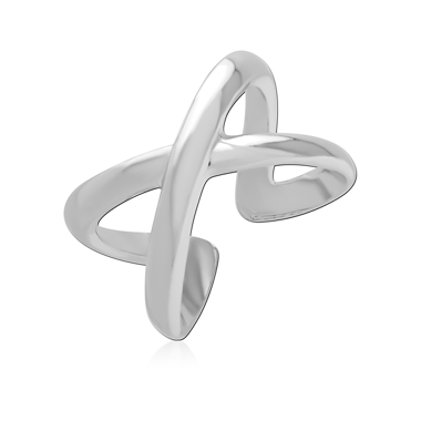 316L SURGICAL STEEL RING POLISHED OPEN CRISS CROSS X BAND