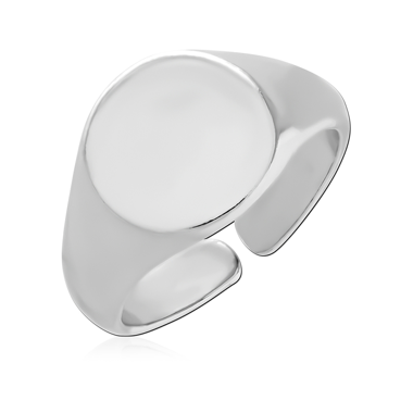 316L SURGICAL STEEL RING POLISHED ROUND SIGNET OPEN ADJUSTABLE BAND