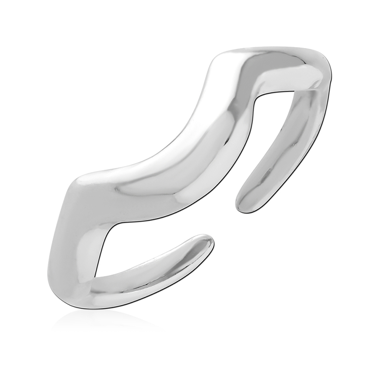 316L SURGICAL STEEL RING POLISHED OPEN S SHAPED WAVE BAND