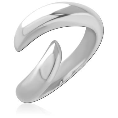 SURGICAL STEEL RING OPEN BYPASS WAVE SCULPTURAL WRAP BAND DESIGN