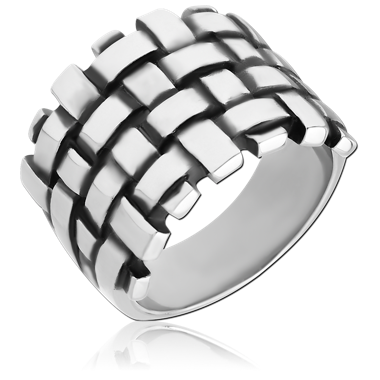 316L SURGICAL STEEL RING WIDE BASKET WEAVE PATTERN