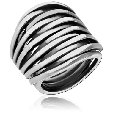 316L SURGICAL STEEL RING OVERLAPPING MULTI BAND WRAP
