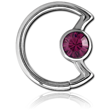 SURGICAL STEEL JEWELED OPEN SEAMLESS RING - MOON