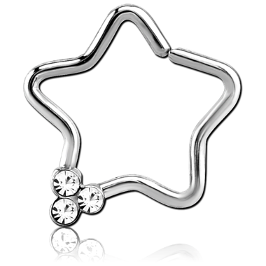 SURGICAL STEEL OPEN STAR SEAMLESS RING