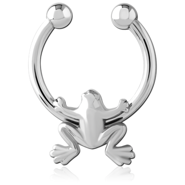 STAINLESS STEEL FAKE SEPTUM RING WITH CLIMBING FROG CHARM DESIGN