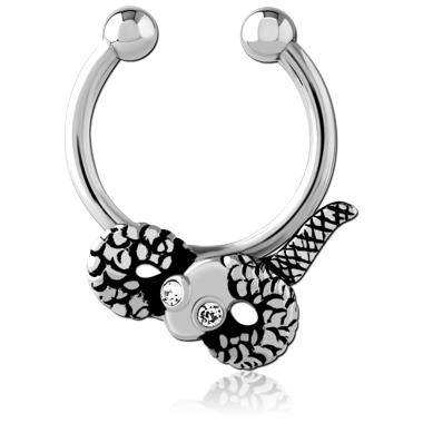 STAINLESS STEEL JEWELED FAKE SEPTUM RING WITH ENAMEL SNAKE DESIGN