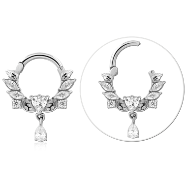 SURGICAL STEEL JEWELED HINGED SEPTUM CLICKER RING
