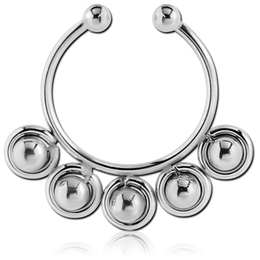 SURGICAL STEEL FAKE SEPTUM RING - 5 BALLS