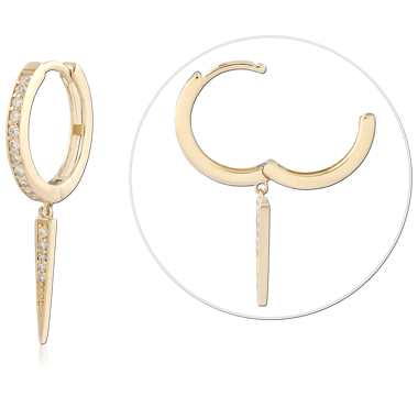 14K YELLOW GOLD HINGE SEGMENT RING PAVE GEMS WITH SPIKE CHARM