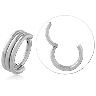 316L SURGICAL STEEL HINGED SEGMENT RING TRIPLE BAND ILLUSION