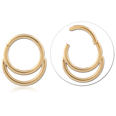 GOLD PVD 18K COATED STEEL HINGE SEGMENT RING DOUBLE HOOP